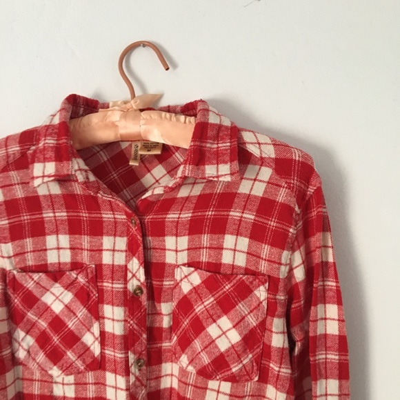 red white plaid shirt